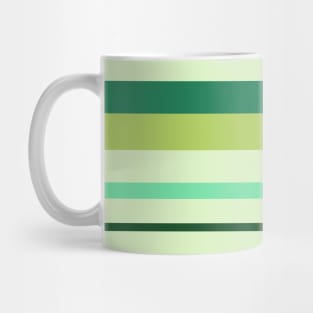 An occassional variation of Dark Sea Green, Medium Aquamarine, Very Light Green, Pine and Light Olive stripes. Mug